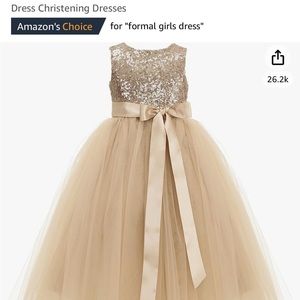 Champagne Girls flower girl dress. Size 6.